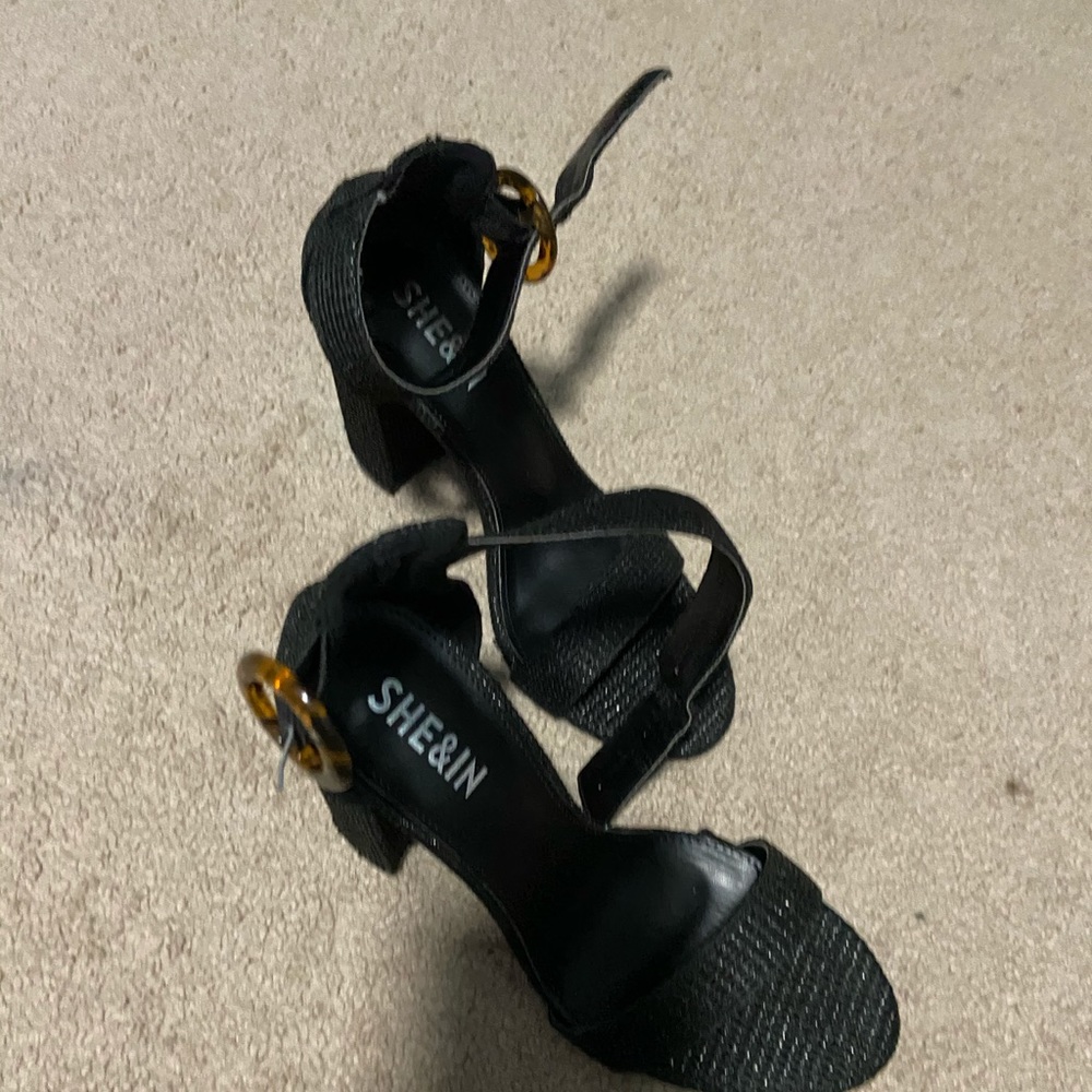 SHEIN black high heels with strap